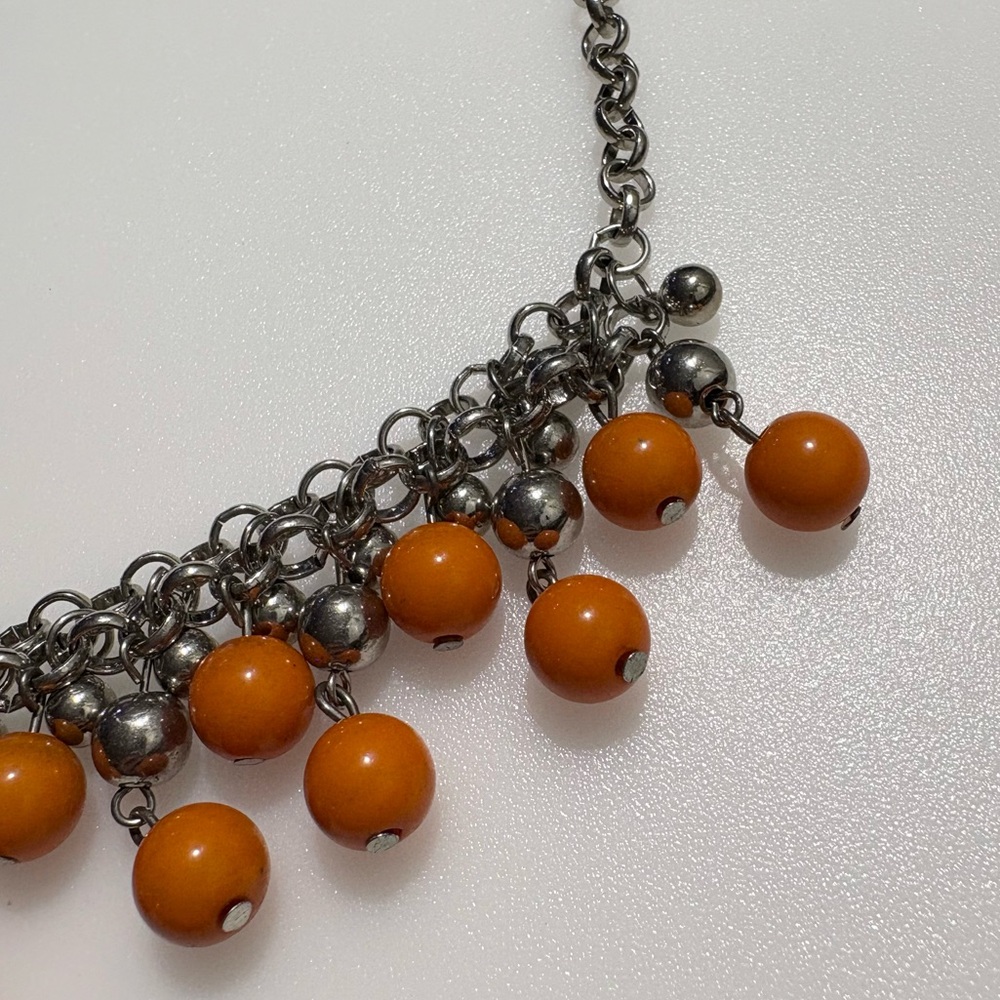 Orange Silver Cascading Bead Drop Dramatic Bold S… - image 6